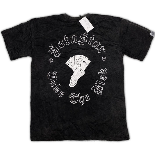 “Take The Risk” Acid Washed Shirt (Black)